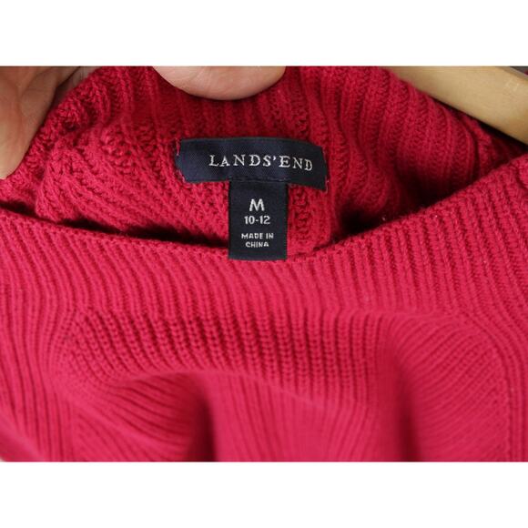 Lands End Women's Sweater Medium Red Pink Knit Cotton/Acrylic - Picture 7 of 7